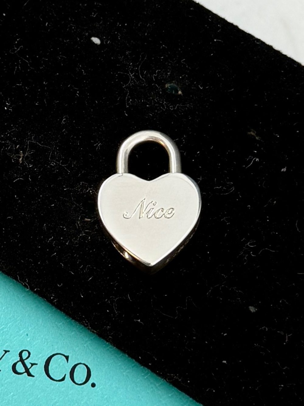 TIFFANY & CO. Sterling Silver Naughty Nice Padlock Heart Charm Pendant